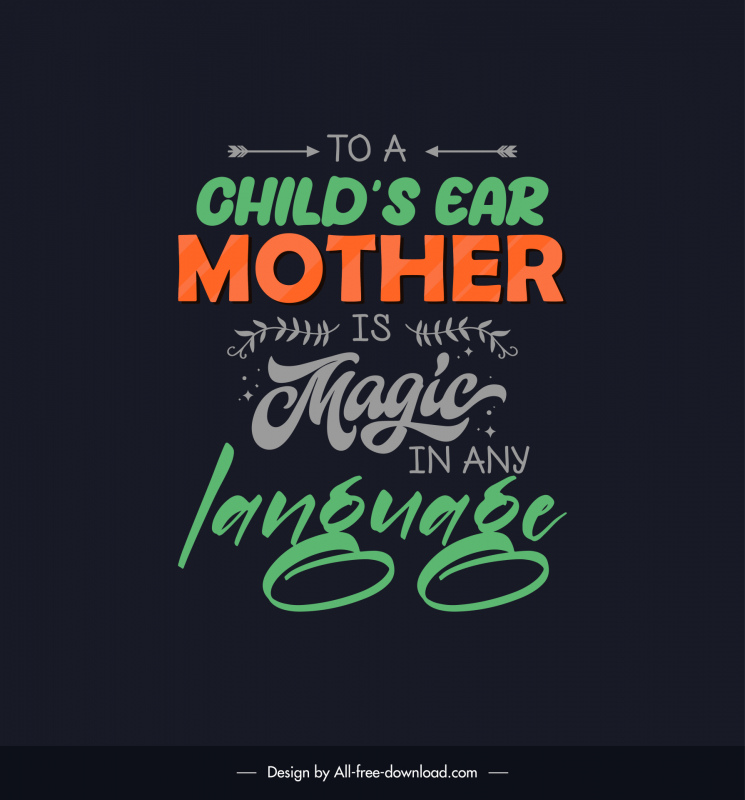 inspirational mothers day quotes poster template dark classical handdranw texts arrows leaves decor 