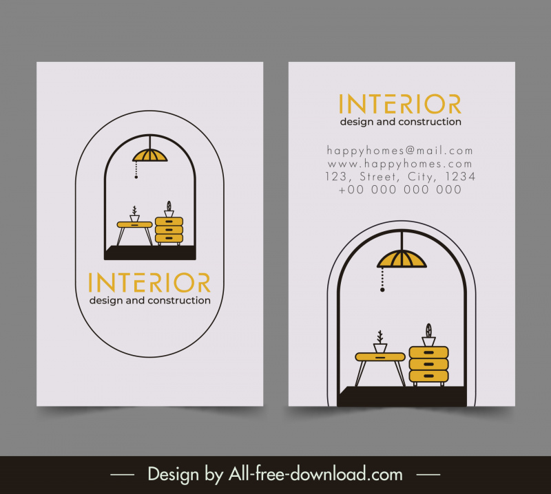 interior architect business card template flat classic design