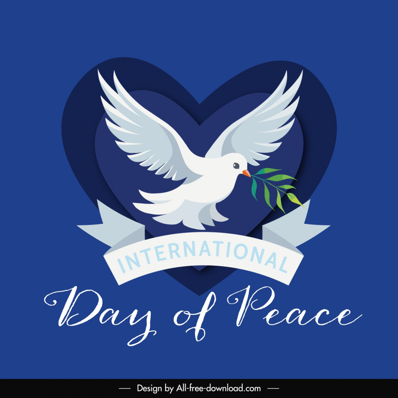 international peace day poster template dynamic pigeon contrast 3d