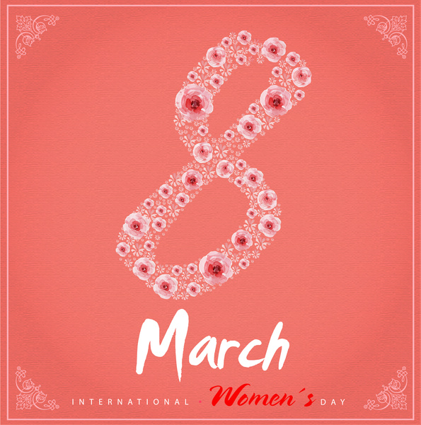 international womens day banner design with flower background