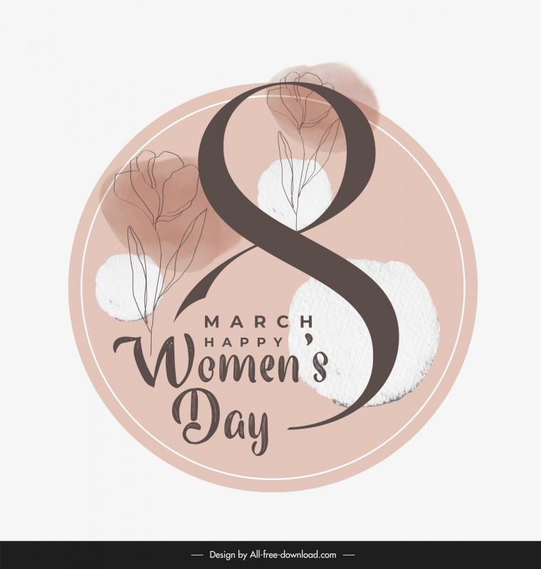 international womens day poster template flat retro handdrawn flowers decor 