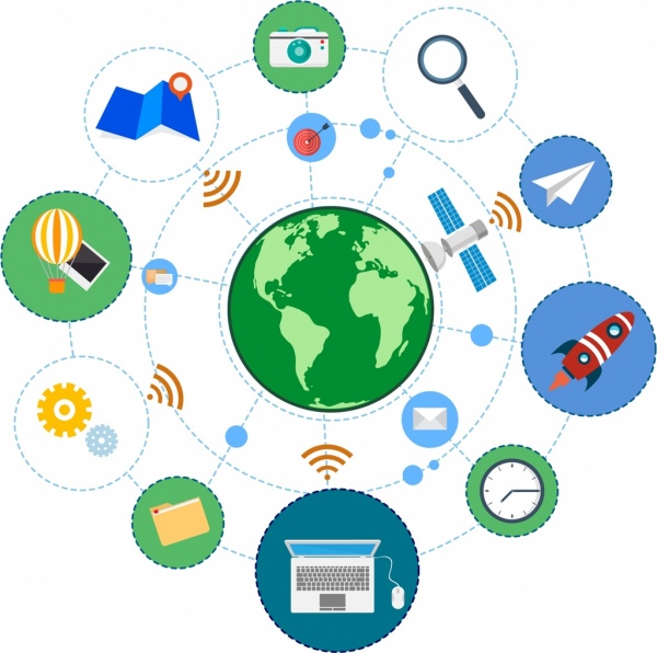 internet design elements communication symbols circles isolation