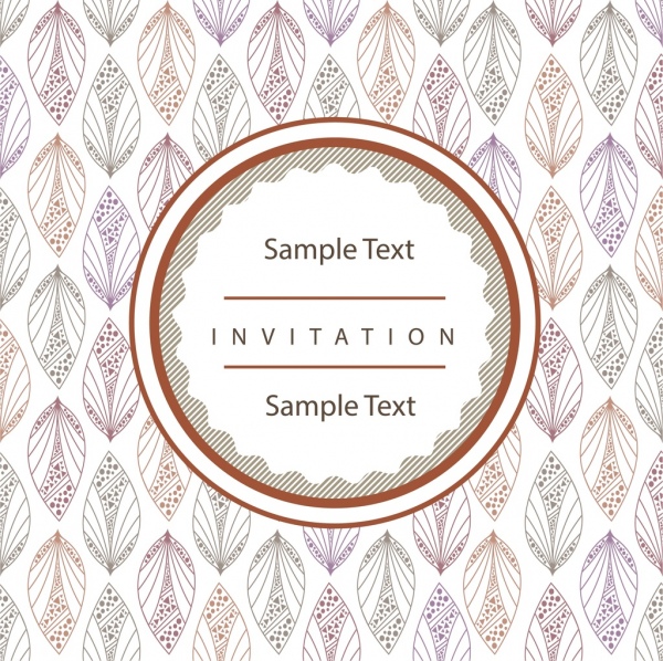 invitation card cover template classical sketch repeating leaves