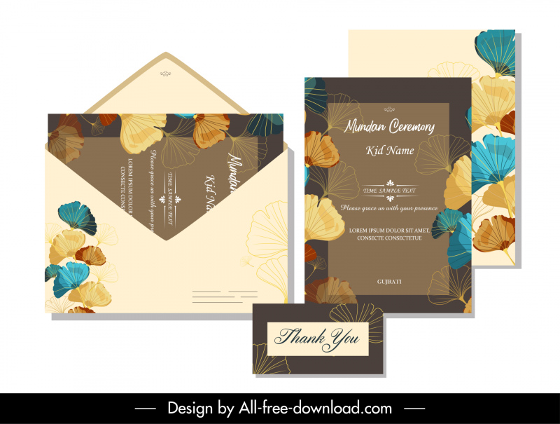 invitation card design elements elegant classical botanical decor