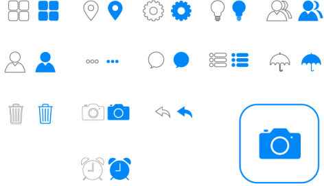 ios7 commonly blue icons vector