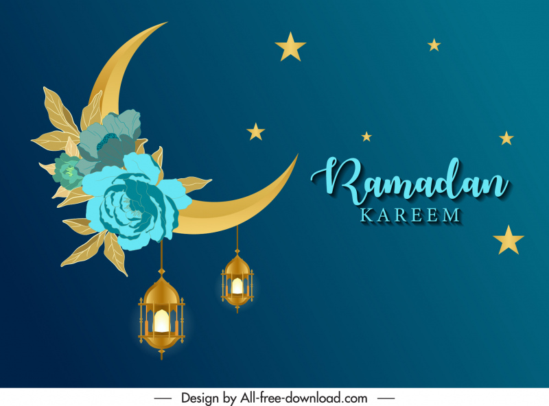 islam ramadan banner template stars crescent hanging lights botany decor