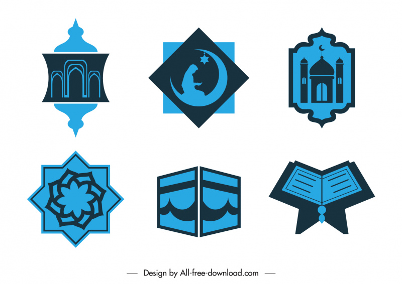 islam symbol sign icon flat classical symmetric shapes