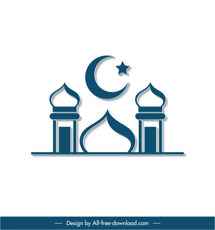 islam traditional architecture sign icon elegant  flat sketch