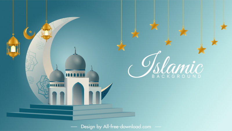 islamic background template elegant 3d muslim elements