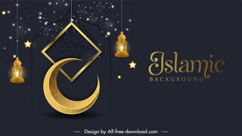 islamic background template elegant dark hanging decorative objects