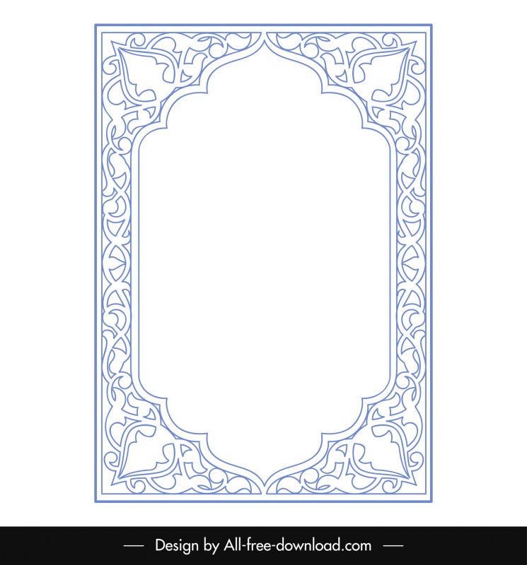 islamic border template elegant symmetric curves decor