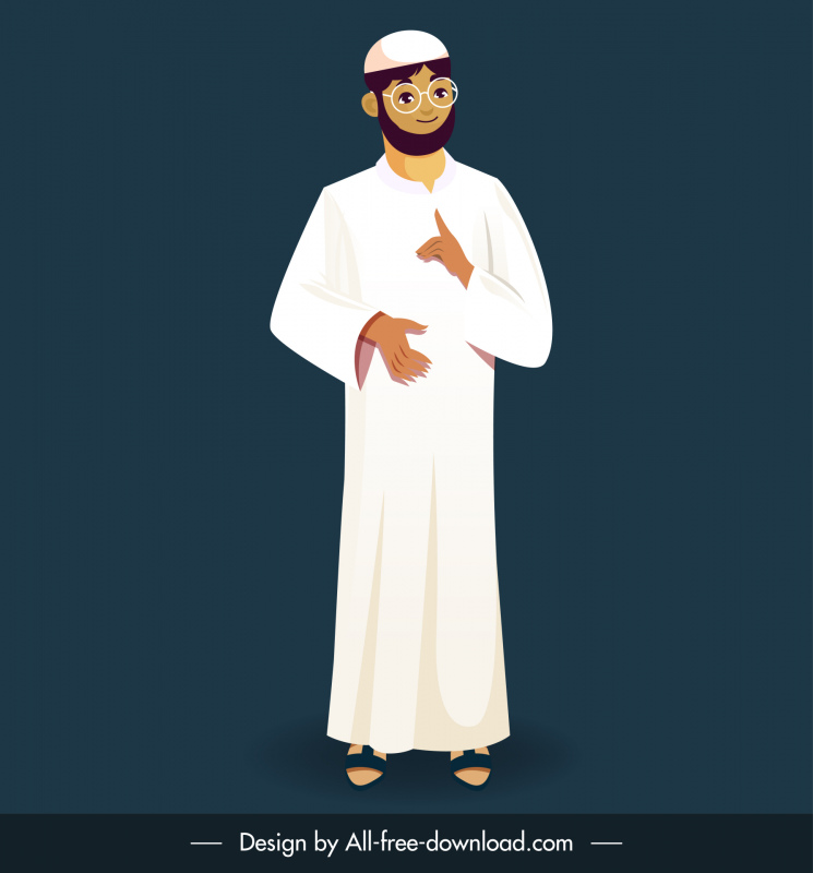 islamic man icon cartoon character sketch