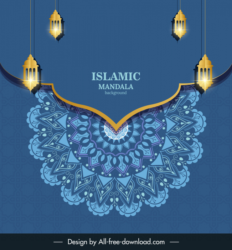 islamic mandala background template luxury symmetric design lights decor