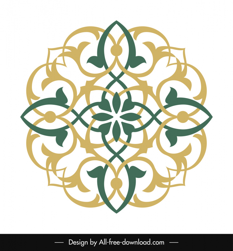islamic ornament template flat circle seamless symmetric curves shape