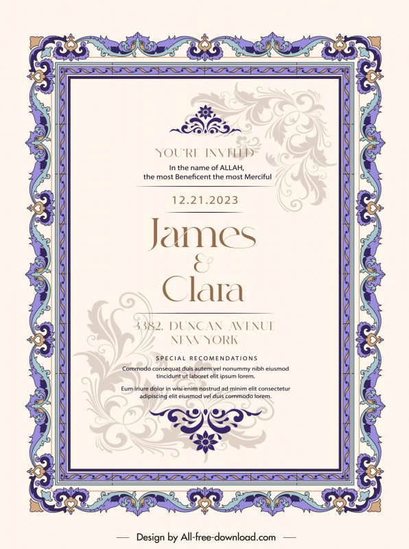 islamic wedding contract template elegant symmetric classic