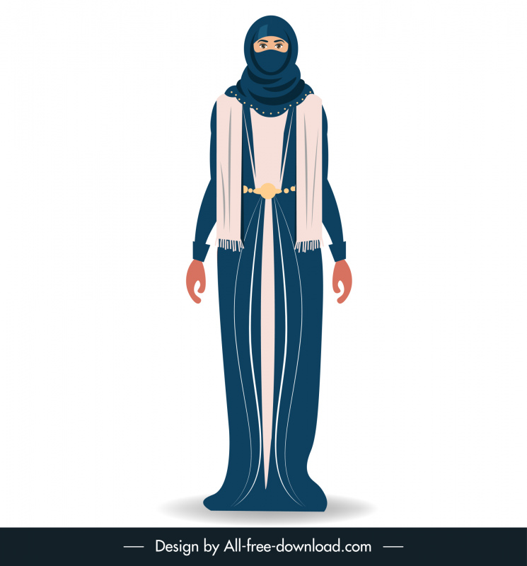  islamic woman icon cartoon character outline