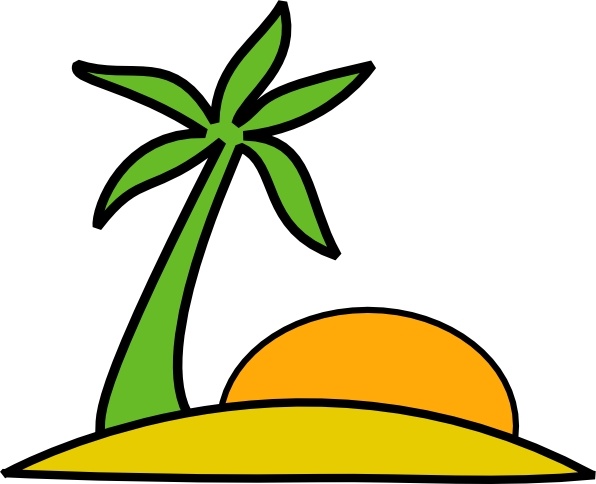 Island, Palm, And The Sun clip art
