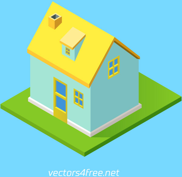 isometric village house vector 