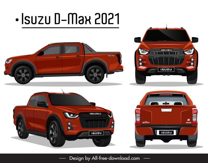 isuzu d max 2021 car models icons modern different views  outline 