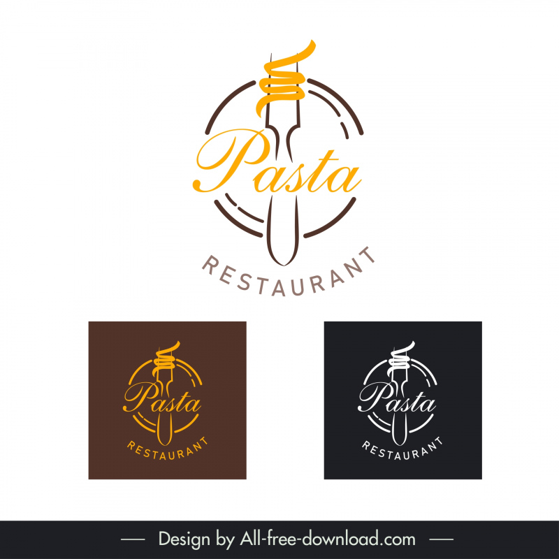 italian pasta restaurant logo flat classical knife noodle 
