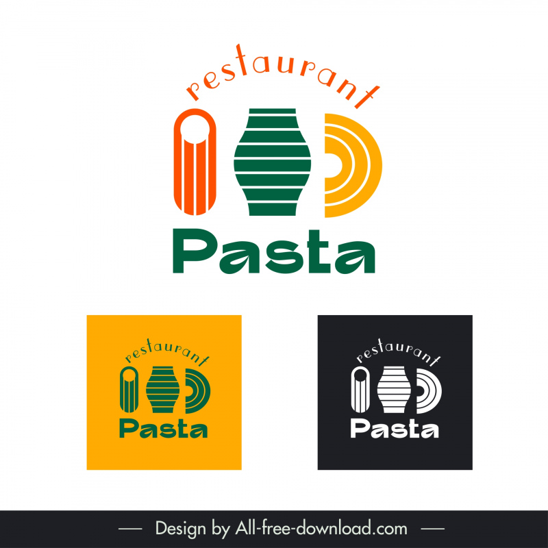 italian pasta restaurant logo flat geometry 