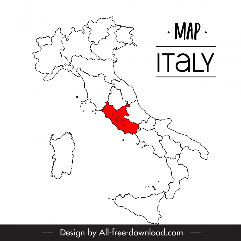 italy map banner template flat handdrawn outline  