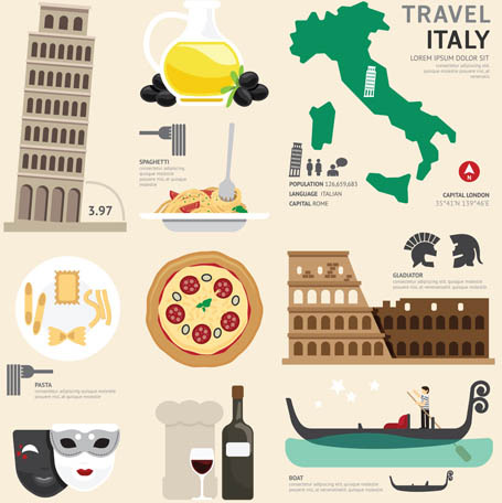 italy tourism elements vector