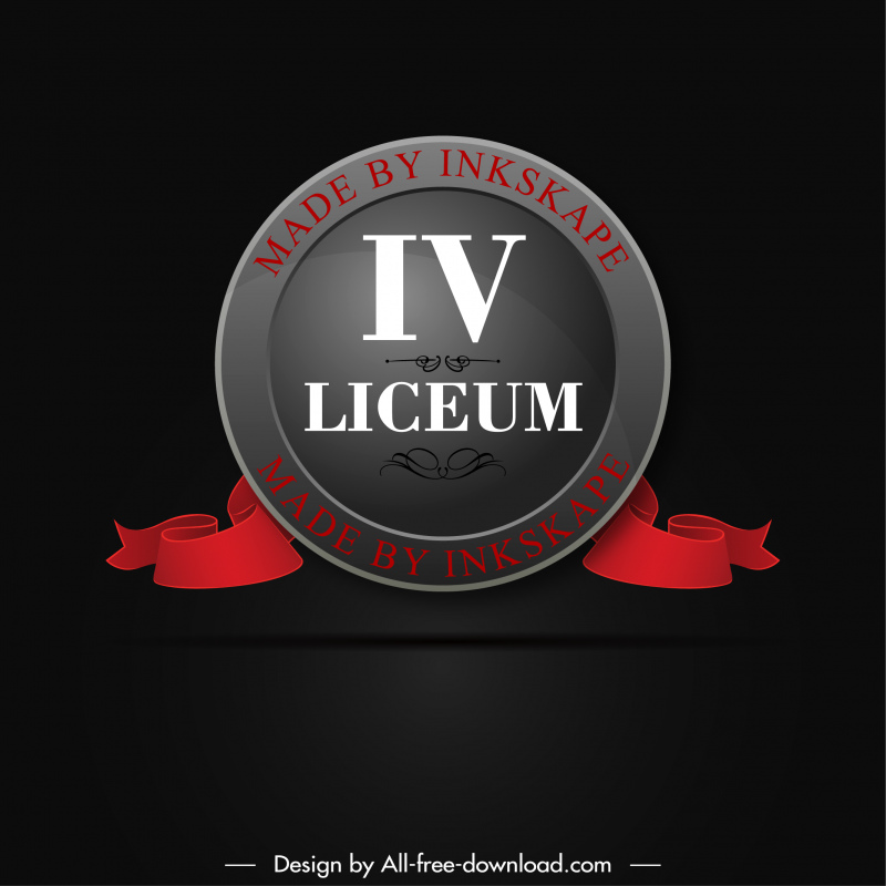 iv liceum logo template 3d symmetric ribbon circle