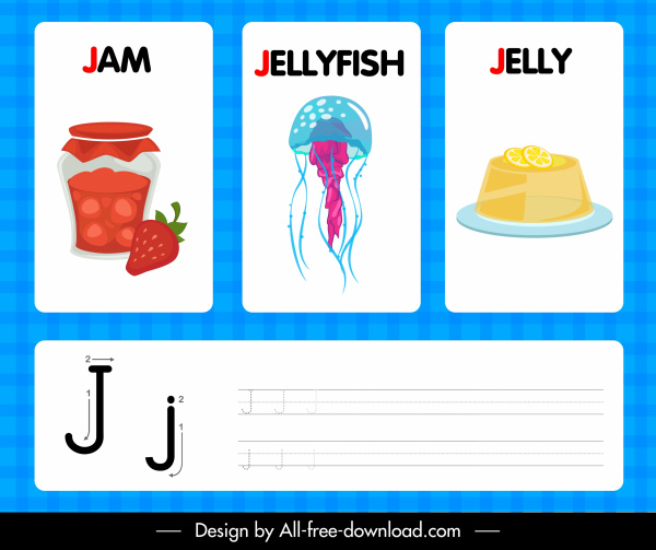 j alphabet educational background jam jellyfish jelly sketch
