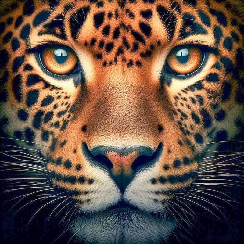 Jaguar face picture elegant contrast closeup 