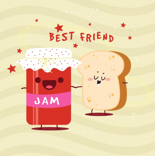 jam advertising bread icon stylized cartoon design