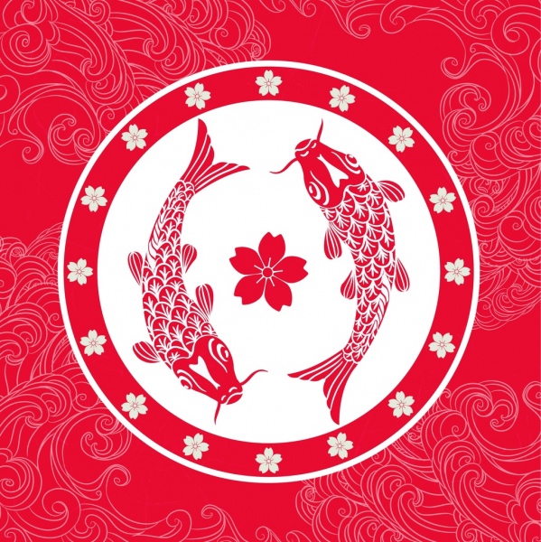 japan background red decor carp sakura icons