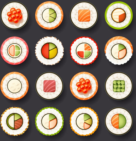 japan sushi design vector icons