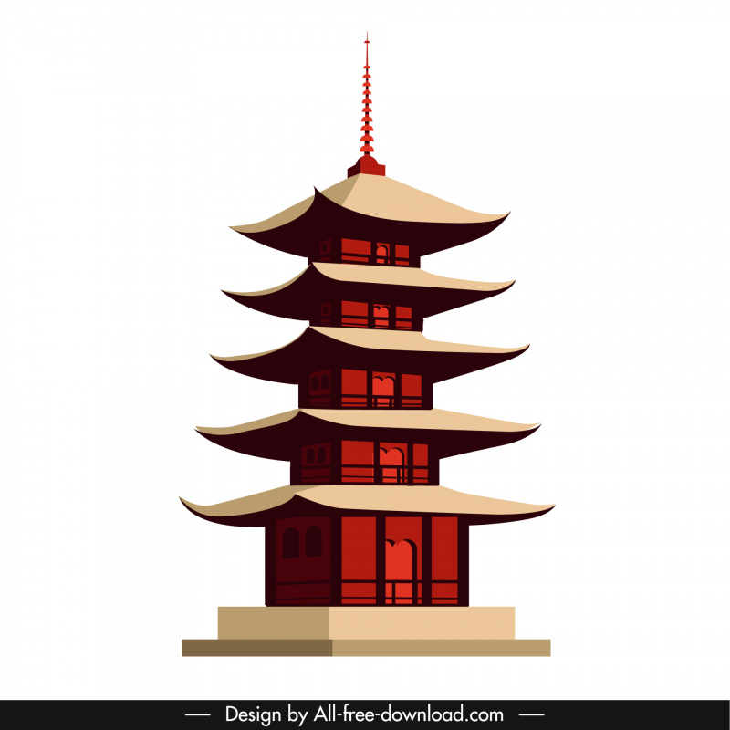 japan tower icon 3d classic outline 
