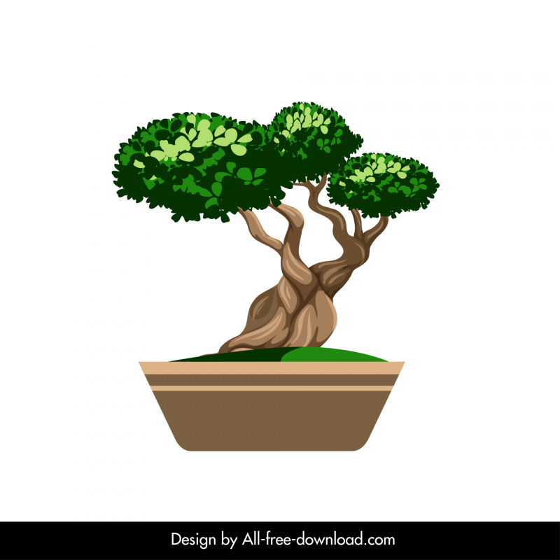 japanese bonsai tree icon classical flat design