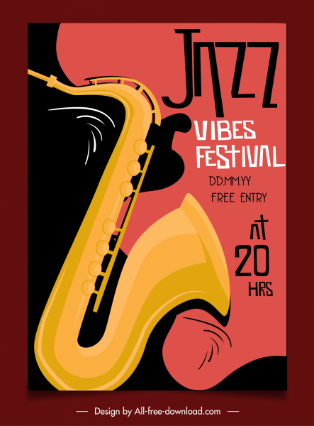 jazz festival poster classical dark instruments sketch