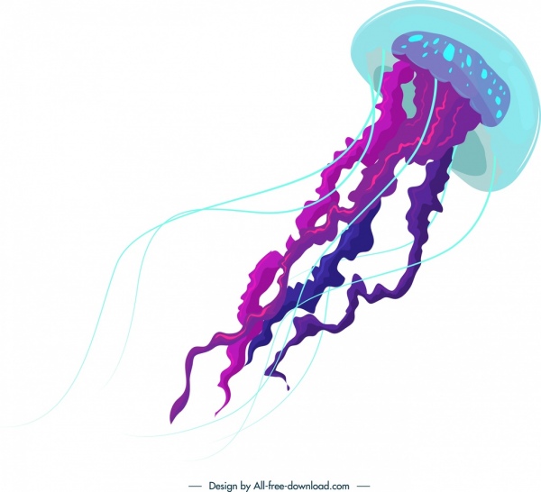 jelly fish icon blue violet transparent sketch