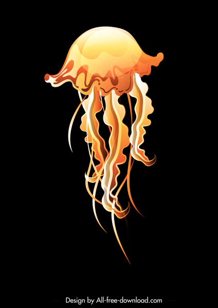 jellyfish icon modern shiny yellow decor