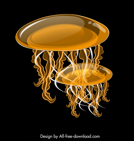 jellyfish painting modern contrast shiny golden decor