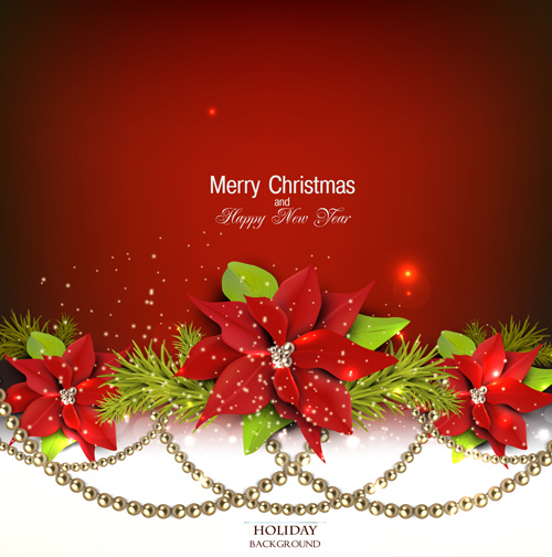 jewelry and flowers red xmas backgrounds vector