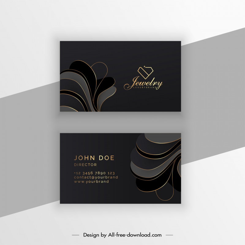 jewelry business card templates elegant dark dynamic curves