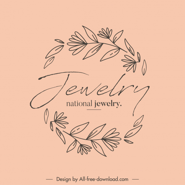 jewelry logo botanical sketch retro handdrawn design
