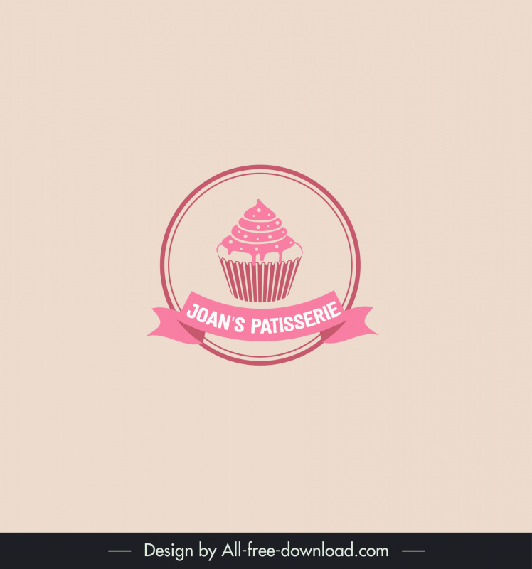 joans patisserie logotype isolated cupcake ribbon decor 