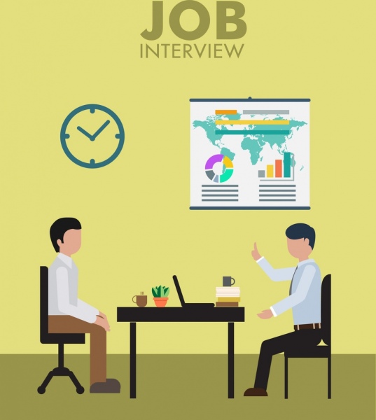 job interview theme colored human icons office theme