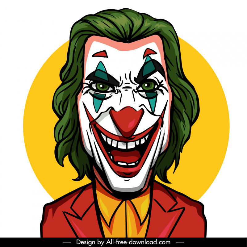joker movie film character icon handdrawn frightening cartoon sketch
