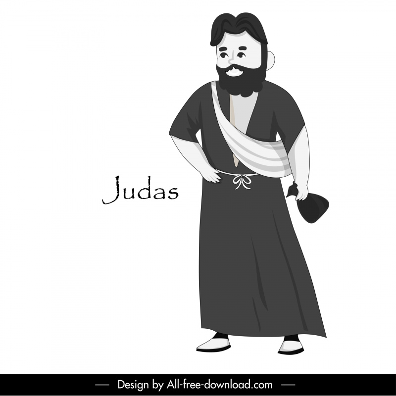 judas apostle christian icon black white cartoon character