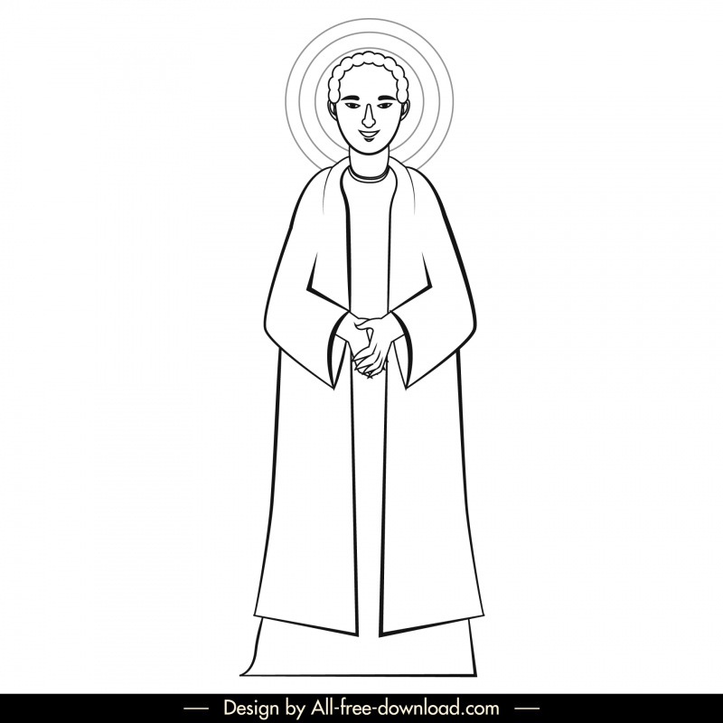 judas christian apostle icon black white cartoon character outline