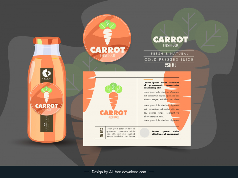 juice bottle packaging template classical carrot decor 
