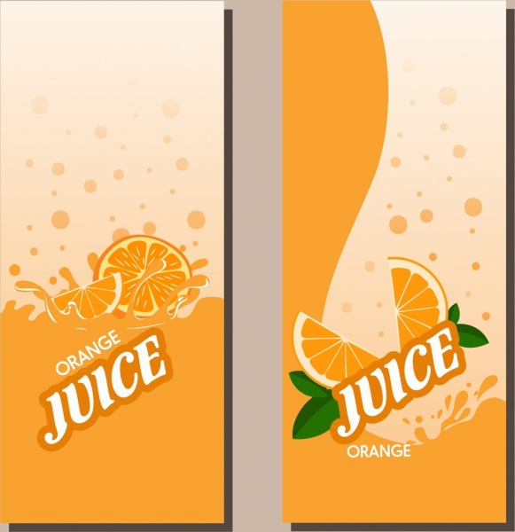 juice leaflet cover sets flat colored orange decoration
