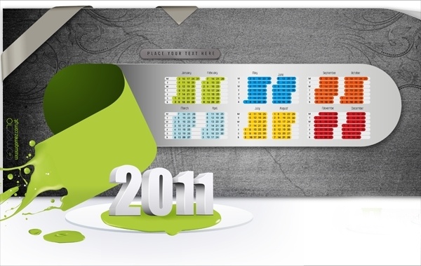 2011 calendar design 3d splash modern style